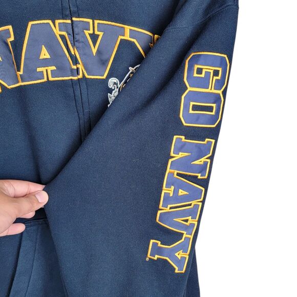 Vintage US Navy Jacket Men's XL Champion NCAA Naval Academy Full Zip Logo 90's - Picture 4 of 9